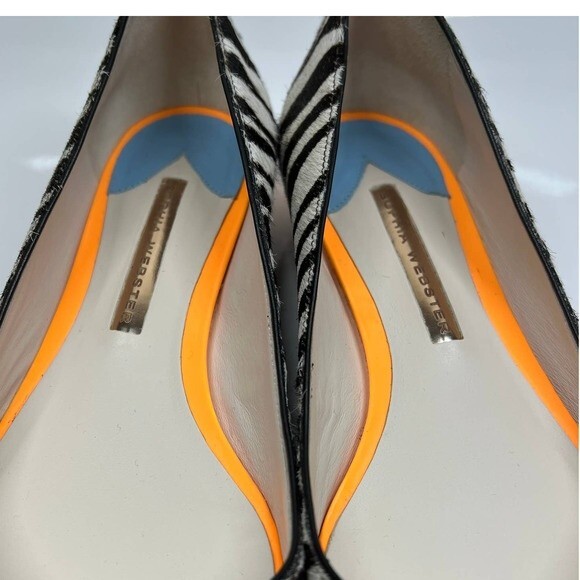 Sophia Webster Loca Zebra Printed Calf Hair Flats Size 37 baddie  retro boho - Picture 3 of 14